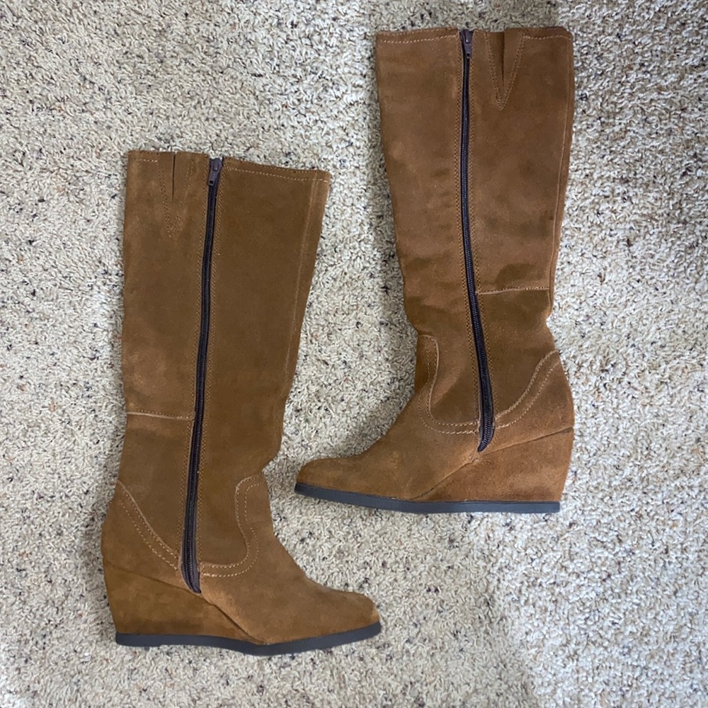 Marona, Wedge suede like material tall boot.